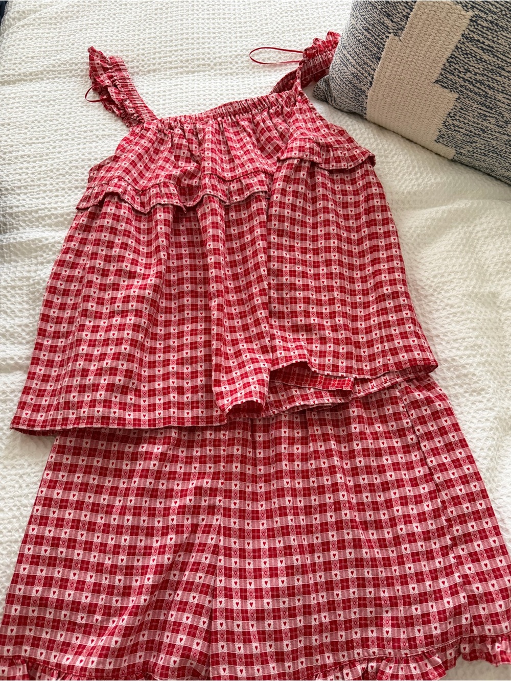 NWT Things Between Pink Checked Ruffle Cami Set - Picture 3 of 4